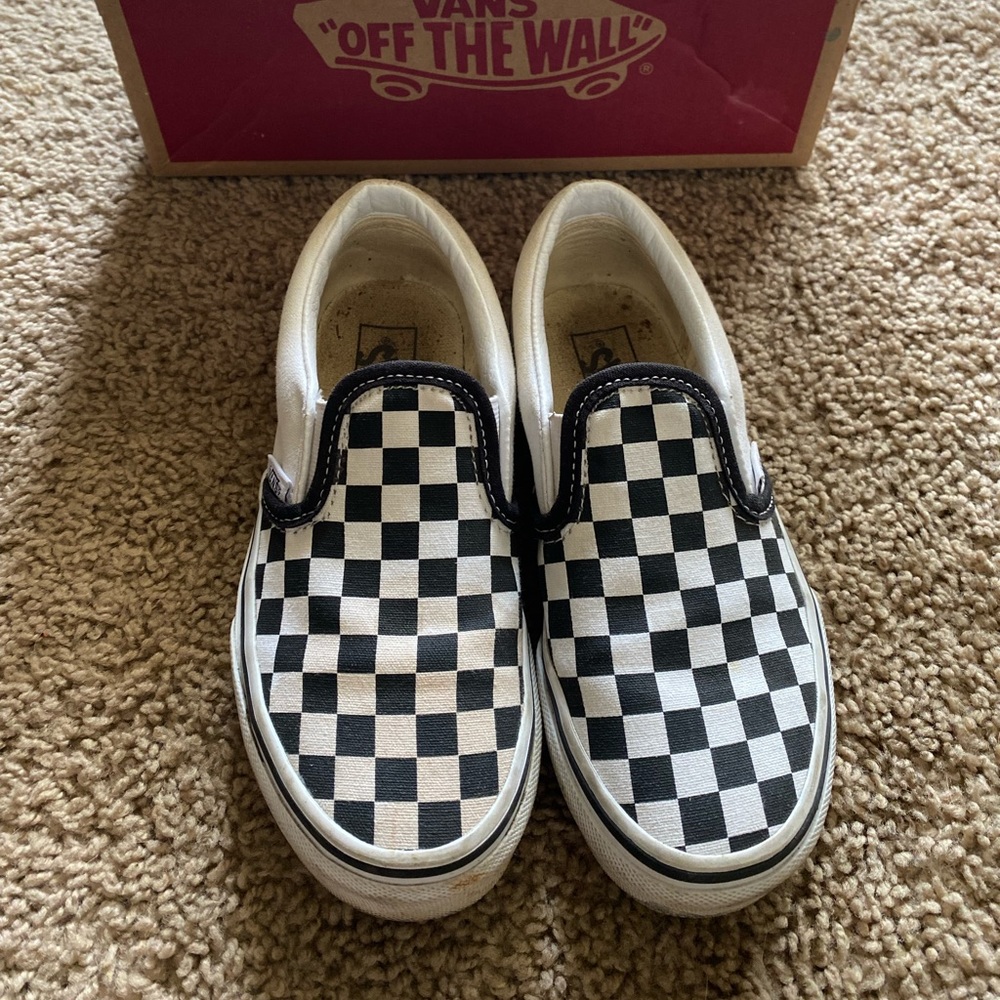 Little girls black/white checker board VANS